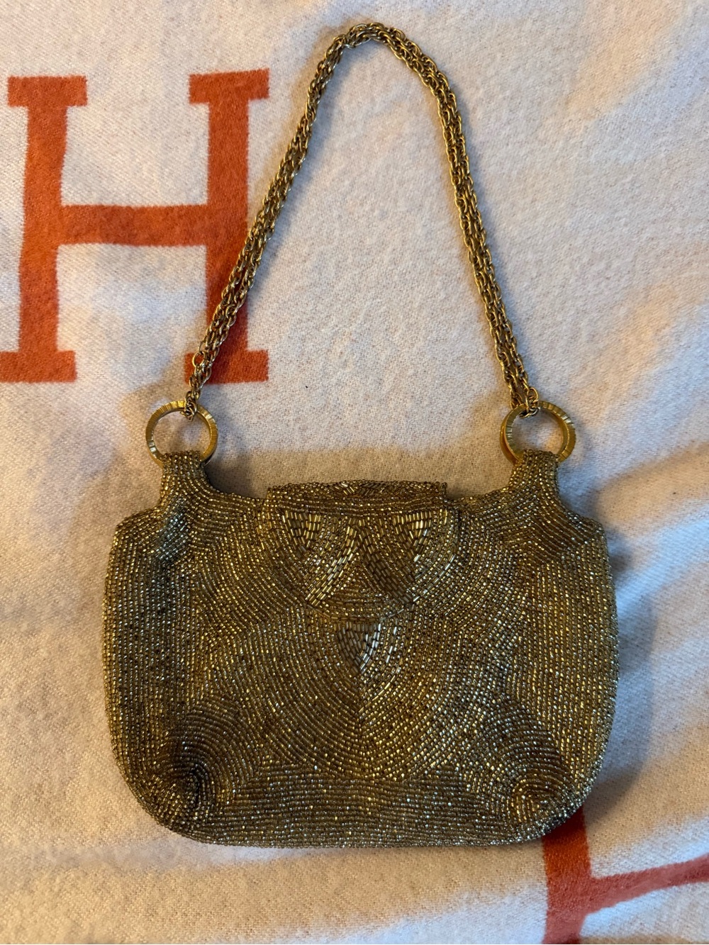 Walborg Gold Beaded Clutch with Chain Strap - Picture 8 of 13